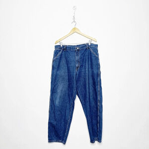 Vintage Y2K 90s Wrangler Denim Carpenter Jeans USA dark wash wide leg 37 x 27